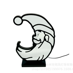 Lampada da Tavolo LED <span class=keywords><strong>a</strong></span> Mezzaluna per Decorazioni Natalizie da Interni, Luce Notturna con Babbo Natale e USB - Product Image 4