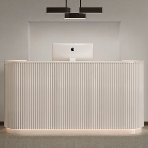 Comptoirs de réception en bois modernes personnalisés pour petit salon de beauté boutique de vêtements pour bébés maternels <span class=keywords><strong>clinique</strong></span> réception d'hôtel caissier - Product Image 1