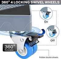 Support pour mini-réfrigérateur avec 4*2 roulettes pivotantes verrouillables, chariot mobile avec 4 pieds pour machine à laver, réfrigérateur et sèche-linge