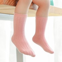 Chaussettes avec Logo personnalisé, couleur unie, vente en gros, automne, hiver, enfants, chaud, coréen, pour bébé, en coton, vente en gros