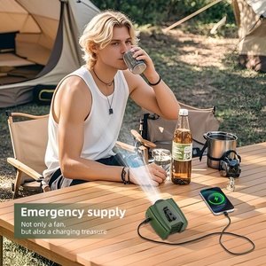 Ventilateur portable sans pales de haute qualité 10000 mAh avec lumière LED, rechargeable, mains libres pour voiture et extérieur - Product Image 1
