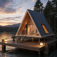 Casa Prefabricada de Acero de Lujo con Energía Solar, Cabaña Modular Híbrida para Uso en Villas, Hoteles y Aldeas Ecológicas