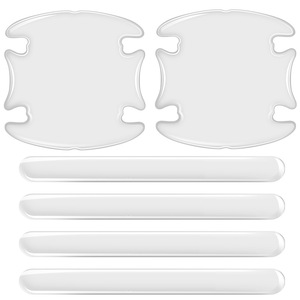 Film pelindung gagang pintu mobil, Set 8 stiker pelindung goresan berperekat Universal transparan untuk pegangan tersembunyi - Product Image 6