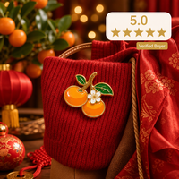 Broche en émail souple 3D motif orange mandarine, double fruit sur branche dorée, impression UV, bijoux du Nouvel An Chinois, vente en gros, badges personnalisés