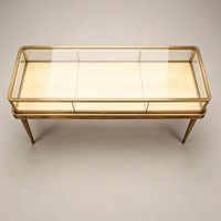 Comptoir de présentation de bijoux LED en or rose de luxe avec dimensions personnalisables, vitrine en verre durable pour les bijouteries et les centres commerciaux
