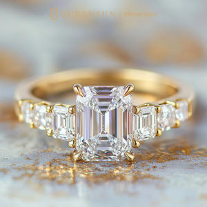 QUEENSUN5 Verlobungs-, Hochzeits- oder Jubiläums-Geschenkring aus 18-karätigem Gelbgold mit IGI-zertifiziertem, im Labor gezüchtetem Diamanten im klassischen Smaragdschliff für Partys - Product Image 5