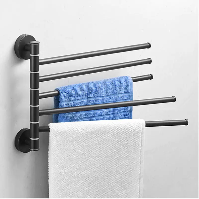 304 Stainless Steel wall mounted space Rotating Towel Rack Bathroom Folding Swivel Towel Rack