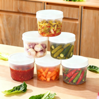 Plastieken voedselbewaarbak met schroefdeksel 200ml luchtdichte keuken bewaarpot saus soep delicatessenbak stapelbaar transparante set