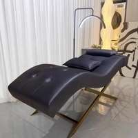 Table de soin esthétique incurvée avec appui-tête réglable pour cils et sourcils, blanche, lit de spa de luxe pour salon de beauté
