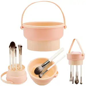 3-In-1 Multi-Grid Silicone Makeup Cleaner Bowl Makeup Brush Cleaning Dry Basket Container