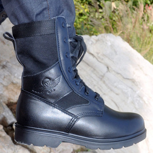 Bottes de combat pour hommes, hautes, en cuir patchwork, imperméables, résistantes à l'abrasion, anti-perforation, légères, à talon bas, pour l'entraînement - Product Image 3