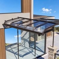 Auvent moderne durable en alliage d'aluminium avec toit en polycarbonate pour balcon, porte, fenêtre, patio, abri contre la pluie et ombrage