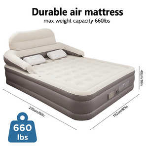 Materasso ad aria matrimoniale Highwin moderno con testiera e pompa a batteria integrata, letto gonfiabile per campeggio all'aperto - Product Image 2