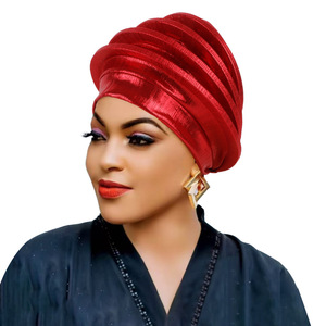 Nouveau turban <span class=keywords><strong>africain</strong></span> multicouche exagéré pour <span class=keywords><strong>femme</strong></span> musulmane, idéal pour mariage, plage, fête et activités en extérieur - Product Image 4