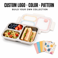 Boîte à lunch réutilisable en acier inoxydable 304, 800 ml, 3 compartiments, amovible, lavable au lave-vaisselle, pour la maison, le bureau, l'école et les pique-niques (vente en gros)