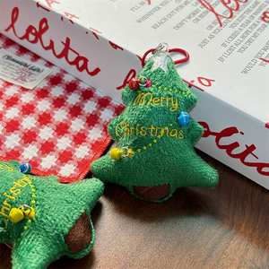 Llavero de árbol de Navidad de peluche suave y ecológico con cascabel, bonito adorno para bolso, regalo para mujer, decoración para mochila de estudiante, mochila escolar - Product Image 2