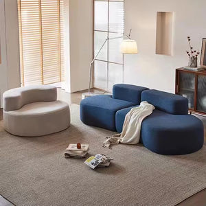 ספה מודולרית פאר כבש בד צבעוני בד צבעוני מודרני, ספה מחסנים ארוזים בעיצוב עקום בד עיצוב מותאם אישית מפעל ריח בד - Product Image 4