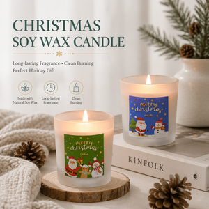 AIKUN Luxury Christmas 5.3oz 8oz 10.5oz 15.8oz 25oz Glass <b>Candle</b> Handmade 100% Natural Soy WaxAromatherapy <b>Candle</b> - Product Image 1