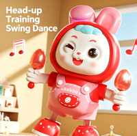 Jouet Lapin Dansant en Promotion pour Enfants de 4 à 6 Ans |   Robot musical interactif lumineux, 60 chansons, entraînement pour le temps sur le ventre, fonctionne avec 3 piles AA