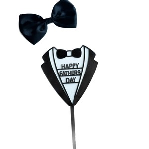 ท็อปเปอร์เค้กอะคริลิค ลายชุดทักซิโด้สีทอง สำหรับวันพ่อ หนา 1.3 มม. ตกแต่งเค้กแบบเสียบ - Product Image 2