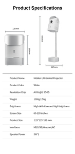 MUZEE โปรเจคเตอร์ TS9 Pro 720P แบบพกพาโปรเจคเตอร์ LED 4K WIFI Android 13 250 ANSI Lumen โปรเจคเตอร์วิดีโอ Full HD - Product Image 5