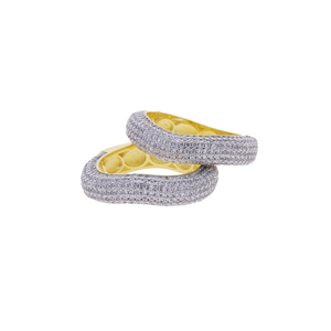Iced Out Bling femmes bagues de fiançailles deux pièces empilable vague cercle pavé clair Zircons bijoux de mode - Product Image 1