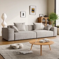 Ensemble de salon de luxe léger en velours nuage de style italien, canapé impérial en rangée droite, moderne, couleur crème, pour hôtel