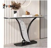 Table console avec plateau en marbre léger table d'entrée de villa salon table console moderne base en acier inoxydable or table console