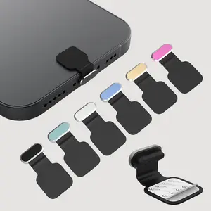 Wholesale price new-design self-adhesive anti-lost dust plug cover for USB-C and iPhone, silicone