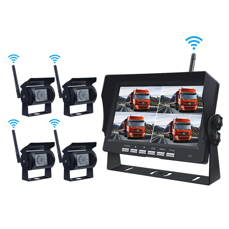 1080p 7 pollici senza fili del camion retrovisore della macchina fotografica CCTV sistema di 4 telecamere con un monitor con funzione di registrazione audio