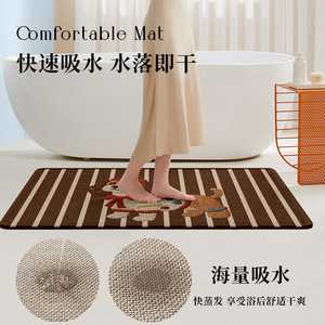 Alfombra de baño de lana con diseño de cachorro de dibujos animados, absorbente, de fibra de poliéster, diseño lindo para baño - Product Image 3