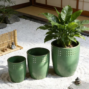 Jardinières en céramique verte Vente en gros Grands pots à fleurs pour jardins et patios pour balcon et <span class=keywords><strong>cour</strong></span> - Product Image 3