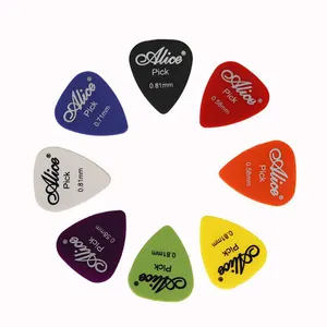 Wholesale 0.58mm,0.71mm,0.81mm.0.96mm,1.2mm,1.5mm ABS Guitar Accessories Picks Alice Pick Guitar Logo Palhetas para guitarra