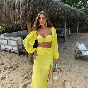 Bikinis 4 pièces Sexy solide <span class=keywords><strong>Micro</strong></span> femmes maillots de bain sexy robe de plage maillots de bain <span class=keywords><strong>Bikini</strong></span> ensemble maillot de bain maillots de bain vêtements de plage - Product Image 3