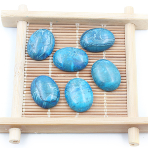 Grosir Batu Agate Biru Alami Oval 15x20mm, Cabochon Datar, Kristal Penyembuh, Perlengkapan Pembuatan Perhiasan Cincin, Bahan Kerajinan - Product Image 1