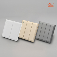 Prises et interrupteurs, tableau électrique mural, prise USB, Royaume-Uni, 2, 3, 4 gang, interrupteurs lumineux en laiton et gris, interrupteur à bouton-poussoir