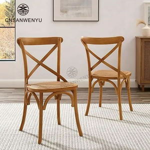 थोक ठोस लकड़ी बैकरेस्ट राजभोज कुर्सी होटल घर लकड़ी का मल क्रॉस पीछे रेट्रो डाइनिंग चेयर - Product Image 1