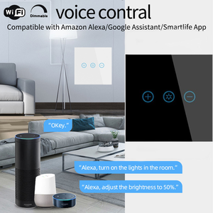Tuya Smart <span class=keywords><strong>Dimmer</strong></span> <span class=keywords><strong>WiFi</strong></span> Interruptor de luz de pared UE/Reino Unido Panel táctil Interruptores Control remoto Encendido/Apagado para Alexa <span class=keywords><strong>Google</strong></span> <span class=keywords><strong>Home</strong></span> - Product Image 5