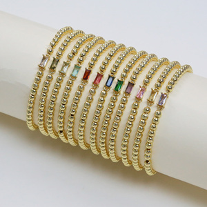 Ensemble de bijoux classiques personnalisés pour femme : bagues ouvertes minimalistes en laiton avec <span class=keywords><strong>pierre</strong></span> de naissance des 12 mois et bracelets perlés - Product Image 5