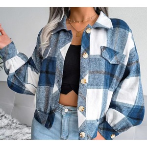Veste en <span class=keywords><strong>laine</strong></span> <span class=keywords><strong>pour</strong></span> femmes européennes américaines-Manteau à carreaux-Bouton unique-Lapin-Collection automne-hiver à manches longues - Product Image 4