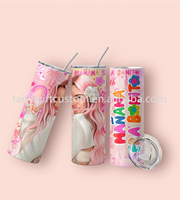 Derniers gobelets à vide 20oz en acier inoxydable personnalisés avec couvercles et pailles Karol g cheveux roses Manana Bichota tasses à café tasses réutilisables