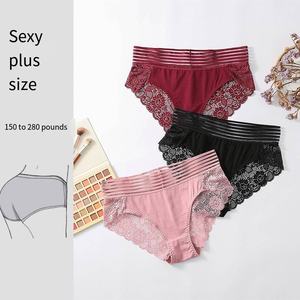Mutandine da donna Plus-size di mezza età <span class=keywords><strong>Sexy</strong></span> in pizzo traspirante comfort mutandine di colore puro - Product Image 2