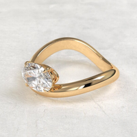 Bague de fiançailles solitaire ovale 0,5-3 carats avec bande ondulée, diamant de laboratoire cultivé, or massif 10K/14K/18K, certifié IGI CVD/HPHT, personnalisable