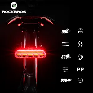 مصباح ROCKBROS للدراجة الهوائية, ضوء الفرامل ، بدوره إشارة التحكم عن بعد مصباح دراجة COB LED أضواء قوية قابلة لإعادة الشحن الخلفية ضوء الإضاءة الخلفية