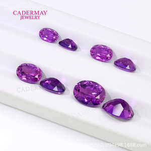 Cadermay Oval Violet Cultured Sapphire Loose Stone For Jewelry Making - Product Image 3