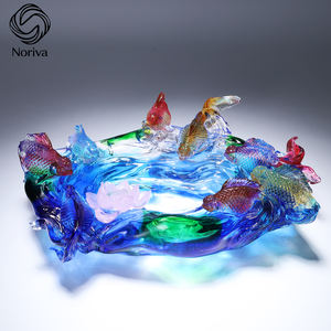 Trung quốc pha lê thủy tinh Fortune bát sen cá điêu khắc thủ công thịnh vượng trang trí nội thất may mắn quyến rũ cho nhà văn phòng - Product Image 4