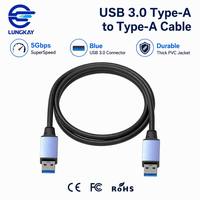 Cable USB 3.0 A a A Macho LUNGKAY de 5 Gbps de Alta Velocidad con Núcleo de Cobre Blindado para Transferencia de Datos en PC, Extensión de Hub USB, Longitud Personalizada