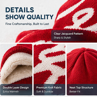 Bonnet d'hiver en tricot double couche avec logo personnalisé, motif jacquard lettres, chaud et tendance pour femme, vente en gros OEM ODM