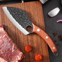 Couteau de boucher/chef forgé en bois de rose, fait main, 6 pouces, avec étui en cuir personnalisable – Vente flash