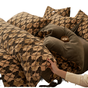 Vintage stijl plantendekbedovertrekset van fleece, warme winterbeddengoedset - Product Image 1